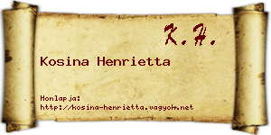 Kosina Henrietta névjegykártya